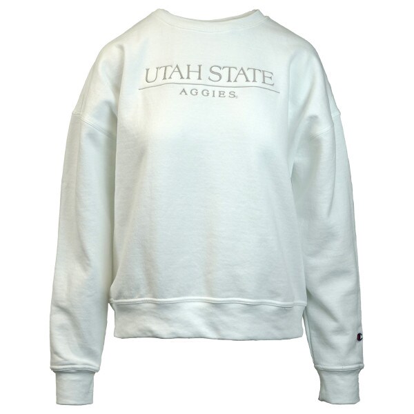 Women's Champion Utah State Aggies Crew Sweatshirt White